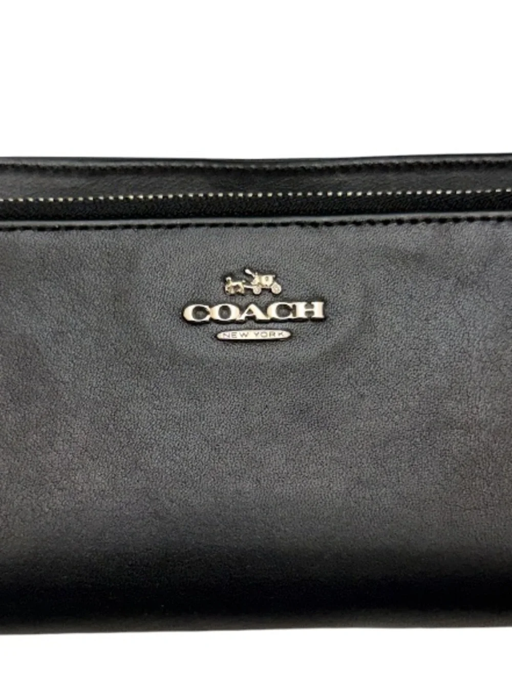 COACH - BLACK SOFT LEATHER LONG DOUBLE ZIP AROUND WALLET